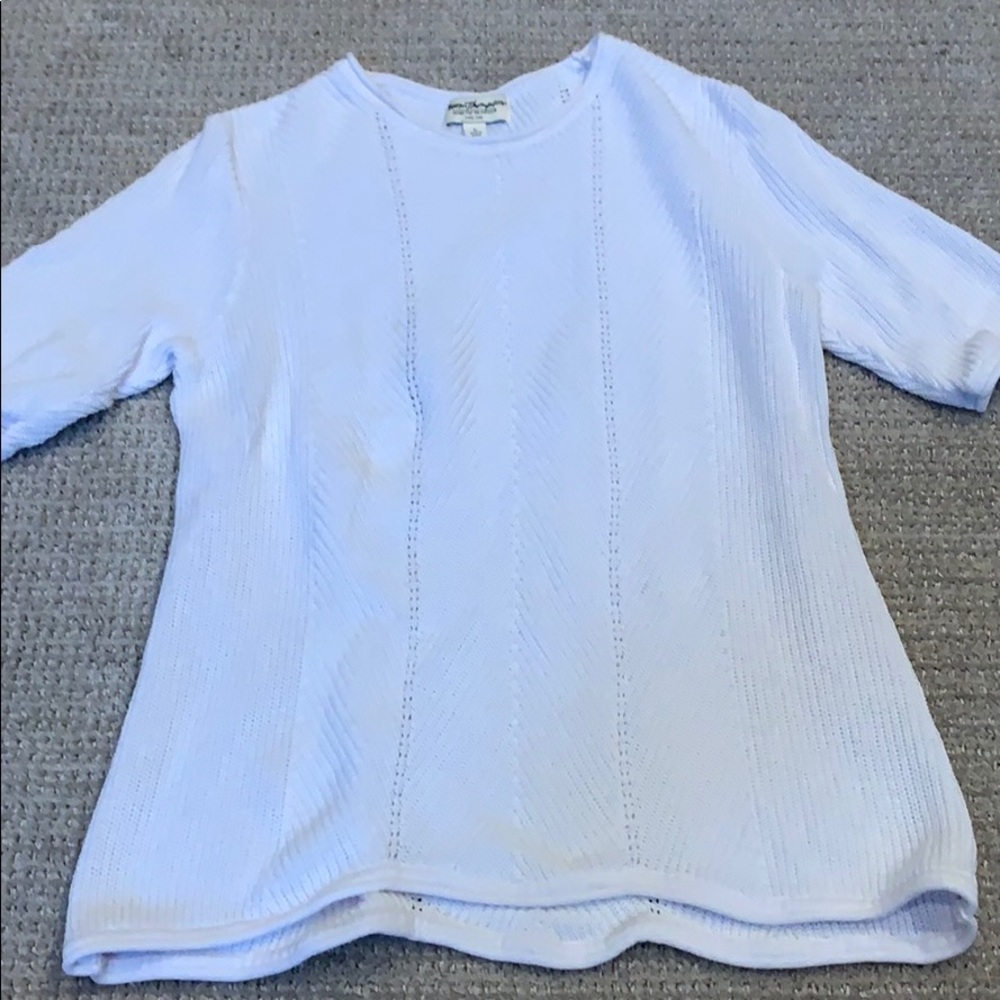 Norm Thompson white short sleeve sweater